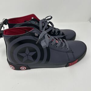 MARVEL Captain America Men’s Size 11 Hi-Top Lace Sneakers Shoes • Dark Grey